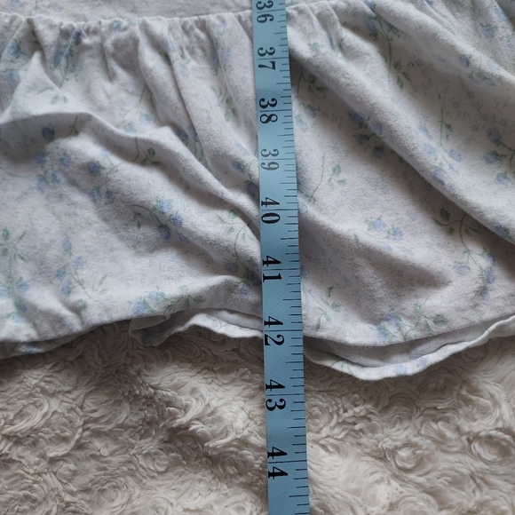 Aria White Flannel Blue Floral Long Nightgown Pockets Cottagecore Grandmacore - Picture 7 of 7